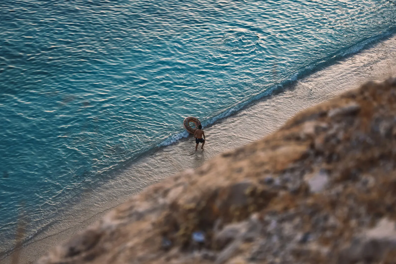 Aerial view of a turquoise coastline