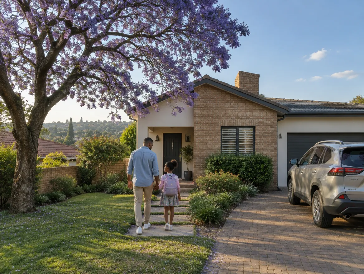 Family home with a car in the driveway